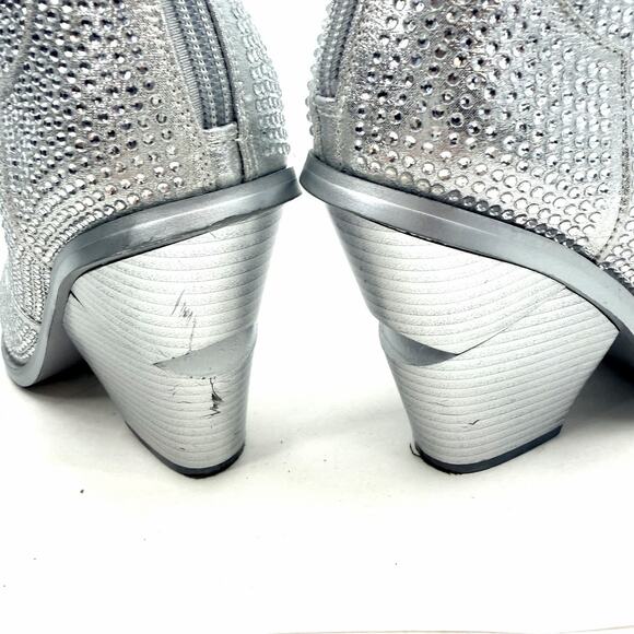 Azalea Wang Soulard Silver Rhinestone Bling Cowgirl Western Boots Womens 8.5 - Picture 9 of 12